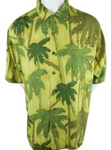 Tommy Bahama Silk Yellow Hawaiian Palm Trees Camp Loop Collar Button Shi... - £35.84 GBP