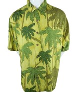 Tommy Bahama Silk Yellow Hawaiian Palm Trees Camp Loop Collar Button Shi... - $61.47 CAD