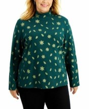 MSRP $15 Karen Scott Plus Size Cotton Printed Top Green Size 0X - $147.96 MXN
