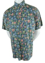 Reyn Spooner Reverse Print Multi Color Floral Leaves 3 Button Hawaiian S... - £35.31 GBP