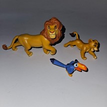 3 Disney Lion King Toy Figures Lot Young Simba Adult Simba Zazu Bird - $17.77