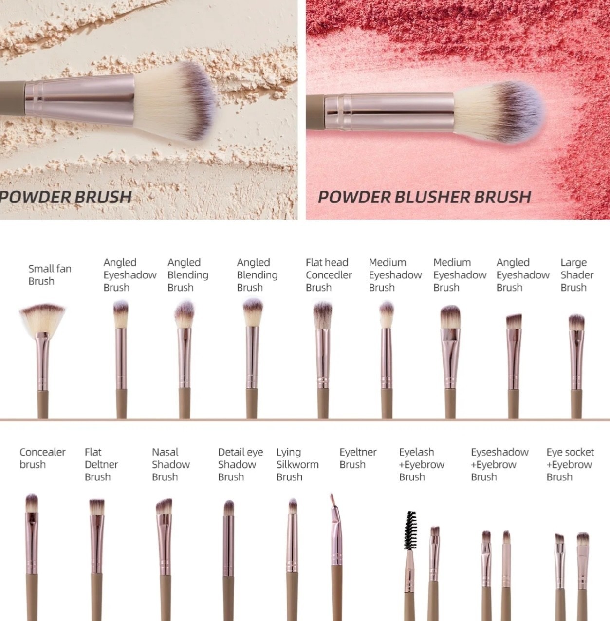 Makeup Brush set 67 Pcs premium synthetic tools set with Travel bag Brown Item image 9