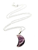 Amethyst Moon Pendant Necklace Crescent Moon Crystal Gemstone Chain Jewellery - £3.95 GBP