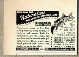 1950 Print Ad Naturalure Fishing Lures Made in Pasadena,CA - £6.58 GBP
