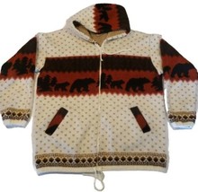 Earth Ragz Sweater Jacket Southwestern Navajo Bears Full Zip Hooded Coat... - $49.96