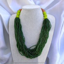 Vintage Tiny Green Afghan Glass Beads Afghanistan Tribal Jewelry Necklace - £50.21 GBP