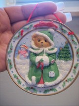 Cherished Teddies 1996 “The Season Of Joy” Sculpted Plate Hanging Ornament - £12.64 GBP