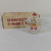 Mosser Glass Cherries Gold Cable 2 Handle Mini Covered Cracker Jar Lid Box VTG - £21.71 GBP