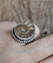 Ammonite fossil ring, Fossil ring, natural fossil ring, large fossil ring, R356 - £15.97 GBP
