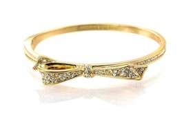 Kate Spade Gold Plated Pave CrystalsLarge Bow Bangle Bracelet NWT - £18.19 GBP