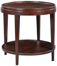 Side Table Round Lipped Top HAND-RUBBED Chocolate Brown Solid Acacia Wood Shelf - £1,146.09 GBP