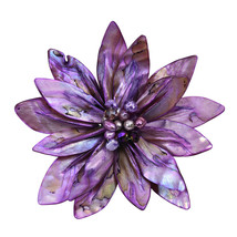Pretty Fuschia Water Lily Mother of Pearl Pin-Brooch - £18.14 GBP