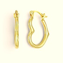 14k yellow gols heart hoop earrings thumb200