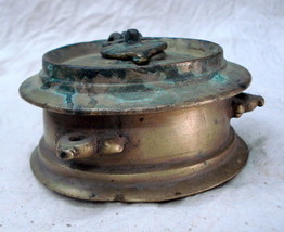 ancient antique collectible old brass ink well pot inkwell rajasthan india - £157.45 GBP