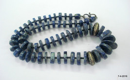 vintage lapis &amp; metal beads necklace from rajasthan india - $98.01