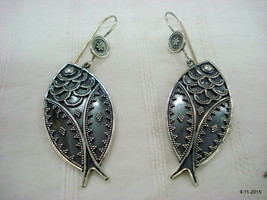 ethnic sterling silver earrings handmade jewellery fish design silver earrings - $103.95