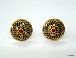 vintage antique 20k gold earrings ear stud handmade traditional jewelry - £217.19 GBP