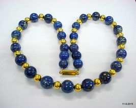 ethnic necklace lapis lazuli and gold beads necklace traditional jewellery - $830.61