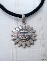 Vintage sterling silver amulet pendant necklace sun god india - £37.97 GBP