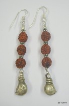 traditional design old silver earrings rudraksha beads earrings - £75.98 GBP