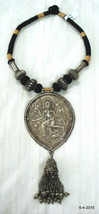 vintage antique tribal old silver necklace pendant amulet hindu god goddess - £416.49 GBP