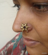 18k vintage antique gold nose stud nosepin old rabri belly dance jewelry - £229.45 GBP