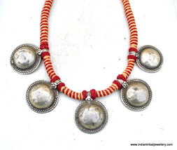 vintage antique ethnic tribal old silver disk pendant necklace bellydanc... - £144.07 GBP