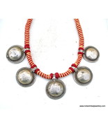 vintage antique ethnic tribal old silver disk pendant necklace bellydanc... - £144.26 GBP