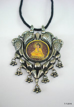 Traditional Design Sterling Silver Necklace Painting Pendant Ethnic jewellery - £181.22 GBP