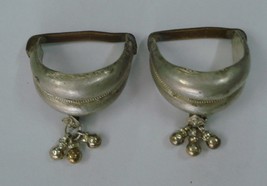 vintage antique tribal old silver big toe ring pair belly dance jewelry gypsy - $216.81