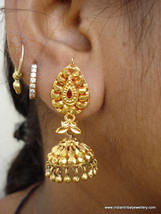 vintage 20k gold earrings dangle ethnic tribal old bellydance jewelry rajasthan - £766.03 GBP