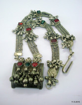 vintage antique tribal old silver necklace amulet box pendant rajasthan ... - $464.31