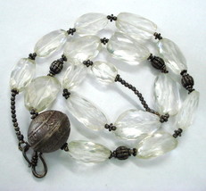 vintage crystal &amp; silver beads necklace from rajasthan india - $147.51