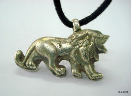 vintage antique collectible old silver lion pendant necklace  solid - £276.18 GBP