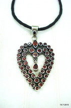 sterling silver pendant necklace garnet gemstone heart design pendant - £100.99 GBP