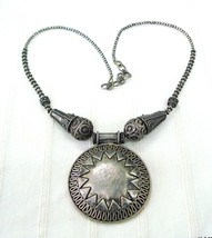 vintage antique sterling silver necklace pendant tribal jewellery - $236.61