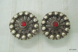 vintage tribal old silver ear plug earrings gypsy hippie antique jewelry - £107.49 GBP
