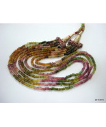 vintage tourmaline gemstone faceted beads necklace strand 4 line india - £114.40 GBP