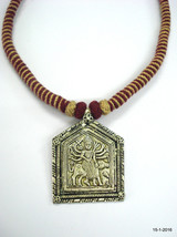 antique tribal old silver amulet pendant necklace hindu goddess durga ma - £109.99 GBP