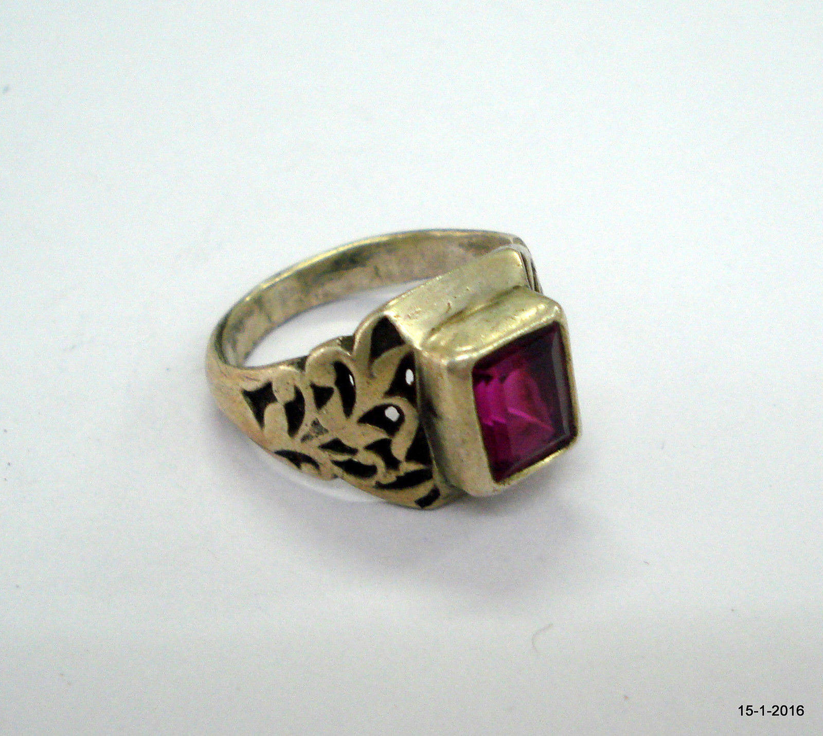 vintage antique tribal old silver ring pink stone ring handmade ring - $97.02