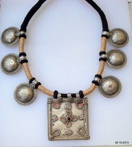 vintage antique tribal old silver disk pendant necklace choker gypsy VTJ... - £256.08 GBP