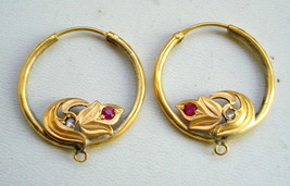 vintage antique ethnic 18k gold earrings hoop earring rajastahn india - £797.30 GBP
