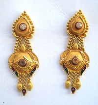traditional design 20k gold earrings ear plug handmade jewelry rajasthan india - £618.38 GBP
