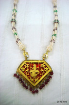 Gold filigree on glass theva art pendant necklace vintage necklace handmade - $325.71