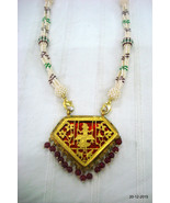 Gold filigree on glass theva art pendant necklace vintage necklace handmade - £260.98 GBP