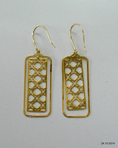 18k gold earrings handmade  gold jewelry rectangular lace earrings - £312.43 GBP