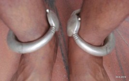 vintage antique collectible tribal old silver Anklet Feet Bracelet Bangle pair i - £1,183.08 GBP