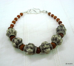 vintage antique ethnic tribal old silver rudraksha beads bracelet cuff j... - £91.00 GBP