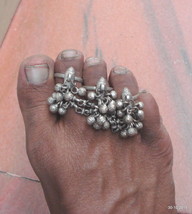 vintage antique ethnic tribal old silver toe ring belly dance jewelry fish - $137.61