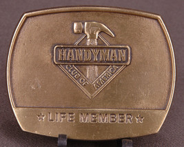Handyman Club of America Belt Buckle-Life Member-1996-Hammer-Tools-Gold Tone-VTG - £14.93 GBP